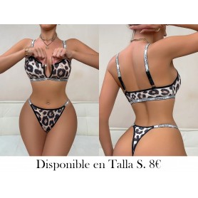 Conjunto de Sujetador con Estampado lenceria Leopardo