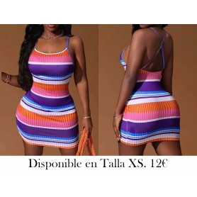 Vestido de espagueti a rayas VESTIDO COLORES
