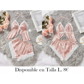 Conjunto de Pijama de Mujer con Encaje PIJAMA ROSA