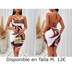 Vestido Ajustado Sexy Sin Espalda con Tirantes VESTIDO DEGRADADO VESTIDO BLANCO Y CAFE