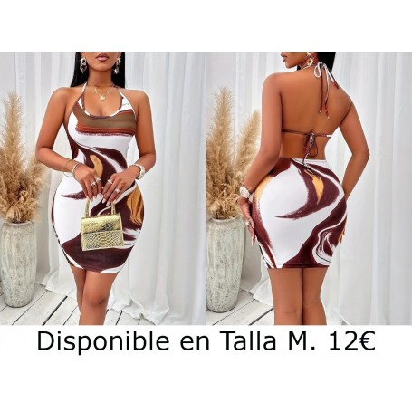Vestido Ajustado Sexy Sin Espalda con Tirantes VESTIDO DEGRADADO VESTIDO BLANCO Y CAFE