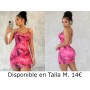 Vestido Corto Ajustado con Estampado VESTIDO FUSCIA VESTIDO DEGRADADO