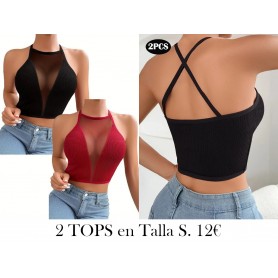 2 piezas de Tops Halter de Malla 2 TOPS 2 BLUSAS