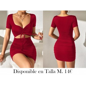 Vestido ajustado con cordón en el frente VESTIDO VINO