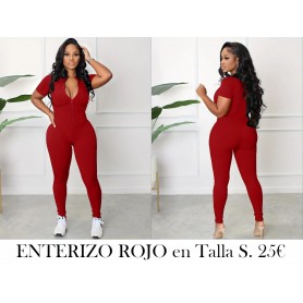 Mono Ajustado Con Cremallera Para Mujer ENTERIZO ROJO
