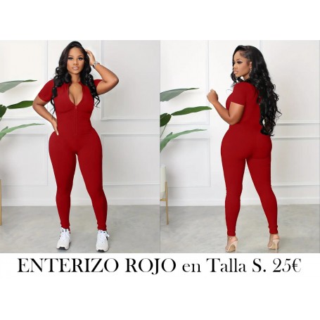 Mono Ajustado Con Cremallera Para Mujer ENTERIZO ROJO