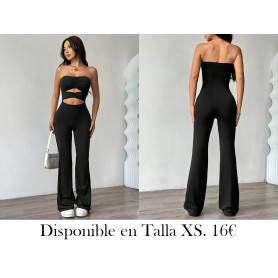 Traje de mujer elegante de poliéster con escote ENTERIZO NEGRO
