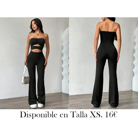 Traje de mujer elegante de poliéster con escote ENTERIZO NEGRO