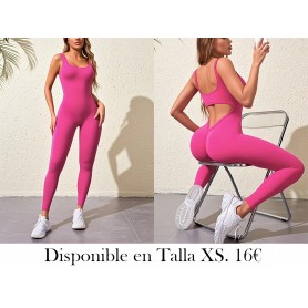 Traje de mujer sin espalda, con trasero arrugado ENTERIZO FUSCIA