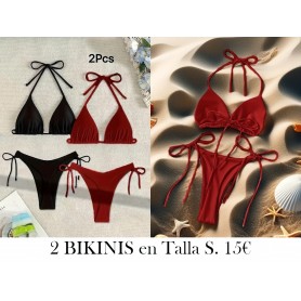 2 piezas de Trajes de Baño Elegantes sin Tirantes 2 BIKINIS NEGRO Y VINO LENCERIA NEGRA Y VINO