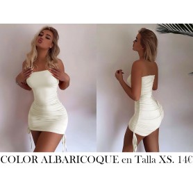 Elegante Vestido de Poliéster blanco VESTIDO ALBARICOQUE VESTIDO BEIGE