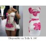 Nueva conjunto de 2 piezas, top sin tirantes y falda ajustada CONJUNTO BLANCO FLORES FUSCIAS