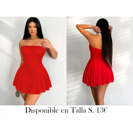 Vestido Elegante Sin Tirantes VESTIDO ROJO