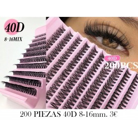 200 piezas Kit de extensión de pestañas 40D