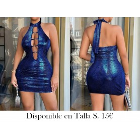Mini falda roja con cuello en V profundo VESTIDO AZUL