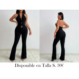 Mono Casual para Mujer SHP0377 con Cuello Halter ENTERIZO NEGRO