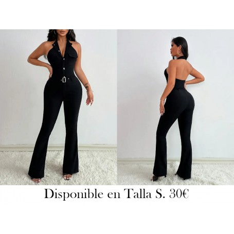 Mono Casual para Mujer SHP0377 con Cuello Halter ENTERIZO NEGRO