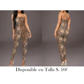 Mono Tubo Sin Espalda con Estampado ENTERIZO LEOPARDO