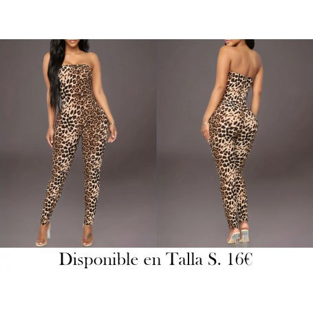 Mono Tubo Sin Espalda con Estampado ENTERIZO LEOPARDO