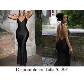 Vestido camisero largo y sexy con escote pronunciado VESTIDO NEGRO