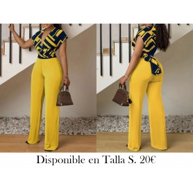 Mono Elegante de Cuello Profundo en V ENTERIZO AMARILLO