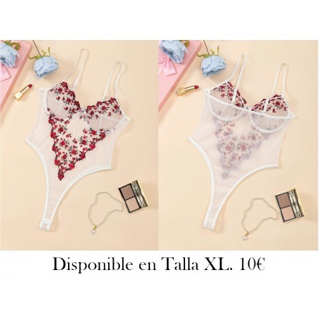 Traje de Cuerpo Semi-Transparente Sexy LENCERIA BLANCA