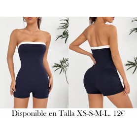 Mono apretado de hombros descubiertos, azul grisáceo
