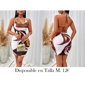Vestido Ajustado Sexy Sin Espalda con Tirantes VESTIDO DEGRADADO VESTIDO BLANCO Y CAFE