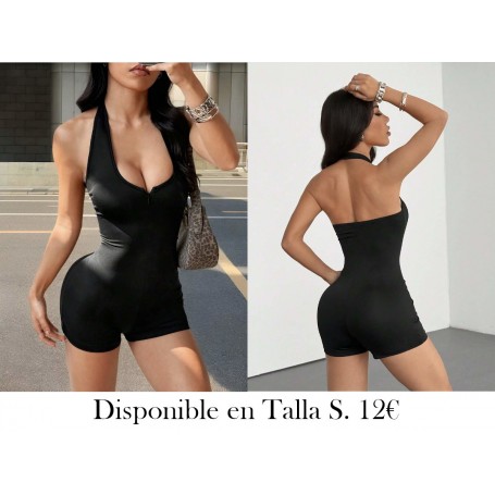 Mono deportivo de punto negro de espalda ENTERIZO NEGRO