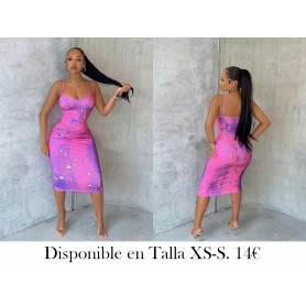 Vestido Midi Ajustado Sin Mangas VESTIDO ROSA