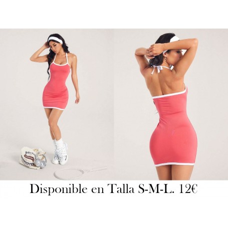 Chiquease Vestido mini casual de mujer minimalista VESTIDO ROSA