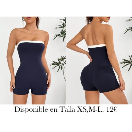 Mono apretado de hombros descubiertos, azul grisáceo