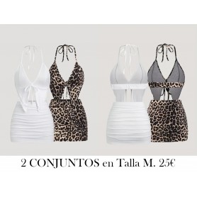 Conjunto de mujer casual 2 CONJUNTOS BLANCO LEOPARDO