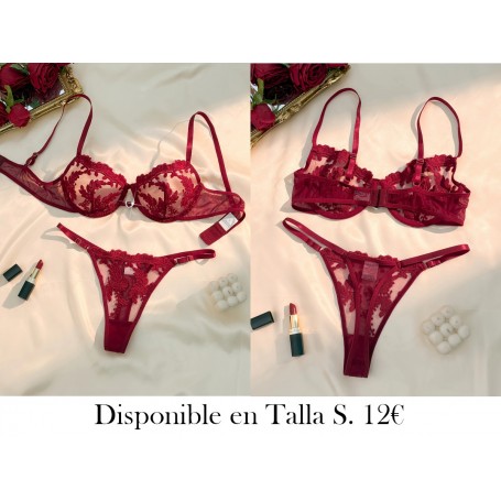 Un conjunto de lencería de dos piezas de color LENCERIA VINO