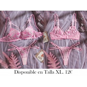 Llegada reciente! Conjunto de sujetadores florales LENCERIA ROSA