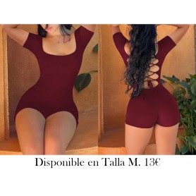 Traje de mujer sexy con hombros descubiertos ENTERIZO VINO