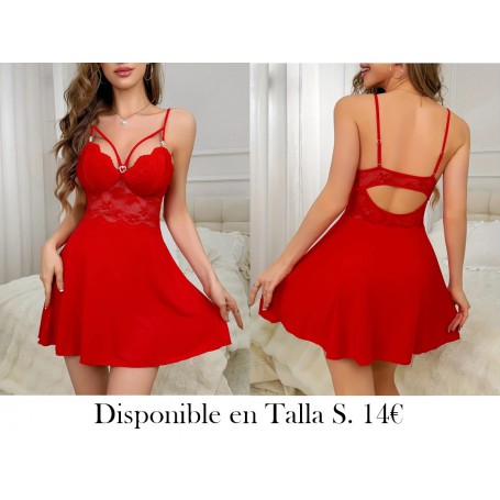 Vestido de Dormir de Encaje Floral con Patrón LENCERIA ROJA