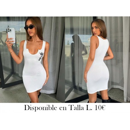 Vestido mini ajustado de cuello en V sin mangas VESTIDO BLANCO