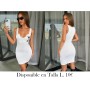 Vestido mini ajustado de cuello en V sin mangas VESTIDO BLANCO