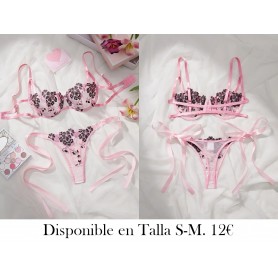 Conjunto de Sujetador para Mujer con Encaje LENCERIA ROSA