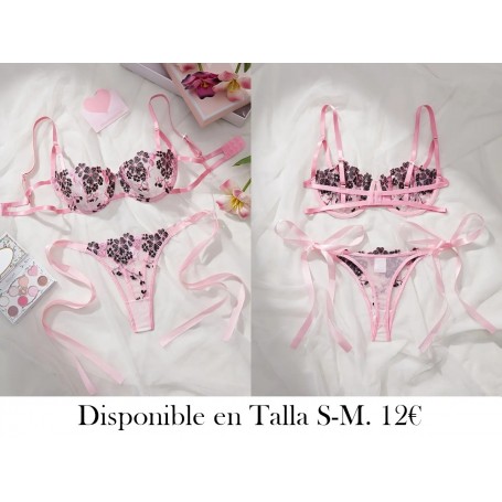 Conjunto de Sujetador para Mujer con Encaje LENCERIA ROSA