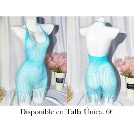 1pz Vestido de Red Azul Claro Talla Grande MALLA AZUL