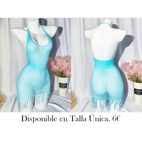 1pz Vestido de Red Azul Claro Talla Grande MALLA AZUL