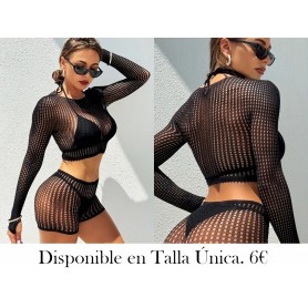 Conjunto De Dos Piezas De Malla CONJUNTO MALLA NEGRA