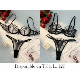Conjunto de Sujetador y Tanga de Encaje LENCERIA NEGRA
