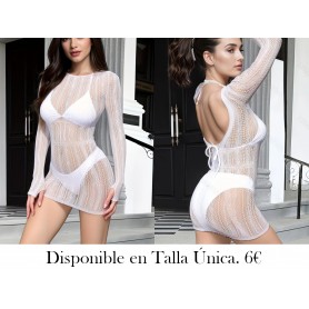 Vestido de Playa de Crochet Transparente VESTIDO MALLA BLANCA