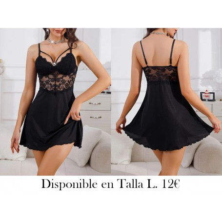 Camisón de Encaje Sexy para Mujer LENCERIA NEGRA