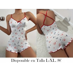 Mono de Pijama para Mujer con Estampado de Corazones PIJAMA