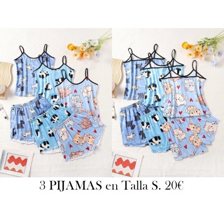 Conjunto de Pijama de 6 Piezas para Mujer con Estampado 3 PIJAMAS
