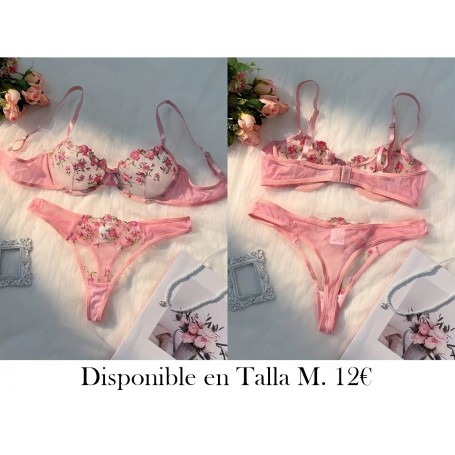 Conjunto de lencería bordada floral LENCERIA ROSA